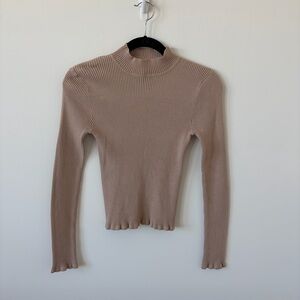 Forever 21 Taupe Ribbed Long Sleeve Top